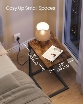 C Shaped Side Table Charging Station Desk, 3 of 6