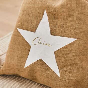 Personalised Hessian Script Font Star Gift Sack, 3 of 3