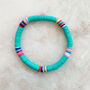 Bright Turquoise Heishi Bead Stretch Bracelet, thumbnail 1 of 5