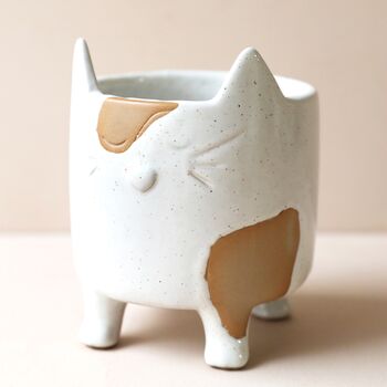 Natural Ceramic Cat Planter, 2 of 4