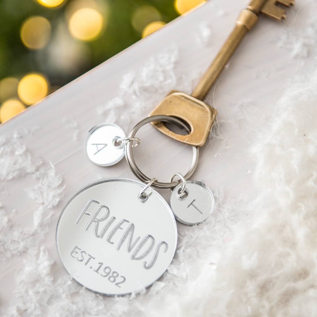 Image of Personalised Friends Acrylic Silver Charm Keyring