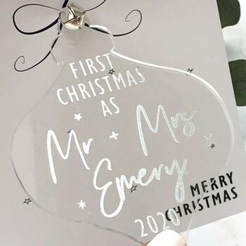 First Christmas Mr And Mrs Keepsake Bauble Card Box, 8 of 9
