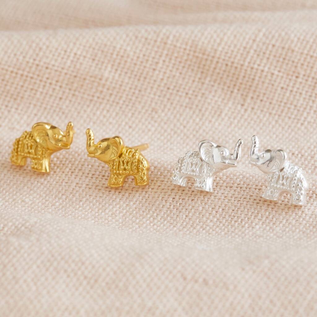 Sterling Silver Dotted Elephant Stud Earrings By Lisa Angel ...