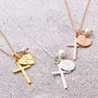 Silver Cross Birthstone Personalised Necklace, thumbnail 1 of 12