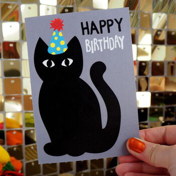 Black Cat Party Hat Birthday Card, 2 of 3