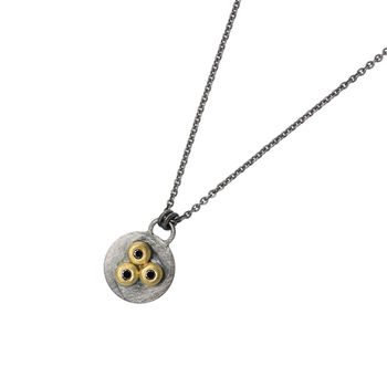 Silver Disc Necklace With Gold And Diamonds, 2 of 2