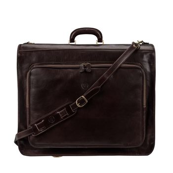 Finest Italian Leather Suit Carrier. 'The Rovello', 3 of 12