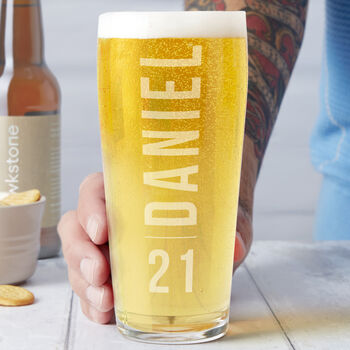 Personalised 21st Birthday Name And Age Beer Glass, 2 of 7
