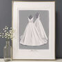 Illustrated Wedding Dress Illustration Portrait, thumbnail 4 of 12
