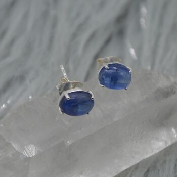 Kyanite Stud Earrings: Sterling Silver Or Gold, 5 of 6