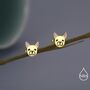 French Bulldog Stud Earrings In Sterling Silver, thumbnail 4 of 12