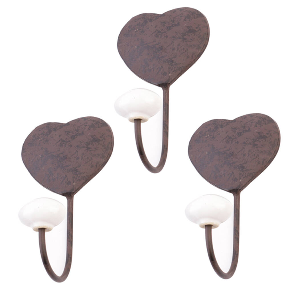 Set Of Three Monogram Iron Heart Wall Hooks By Dibor