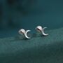 Sterling Silver Tiny Moon Internally Threaded Flat Back Earrings, thumbnail 1 of 9
