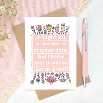 Original Date Postponed Wedding Card, 2 of 8