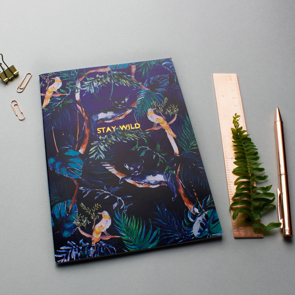 Metallic Stay Wild Nocturnal Jungle A5 Notebook By Nikki Strange