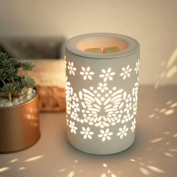 Ceramic White Butterfly Electric Oil Wax Melts Burner, 2 of 6