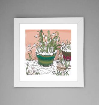 'Dunnock And Snowdrops' Print, 3 of 3