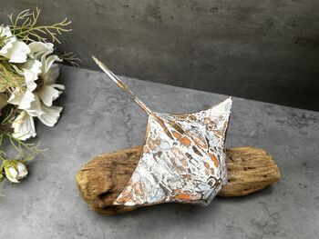 Multi Coloured Wooden Stingray On Teak Root Stand Gift, 10 of 12
