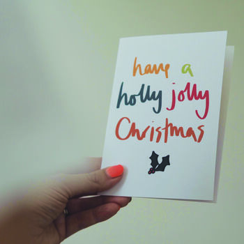 Holly Jolly Hand Lettered Christmas Card, 2 of 3