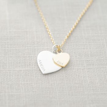 Sterling Silver Double Heart Personalised Necklace, 5 of 12