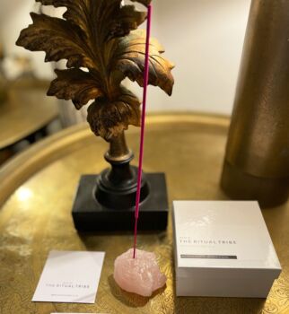 Rose Quartz Crystal Incense Holder Gift Boxed, 3 of 8