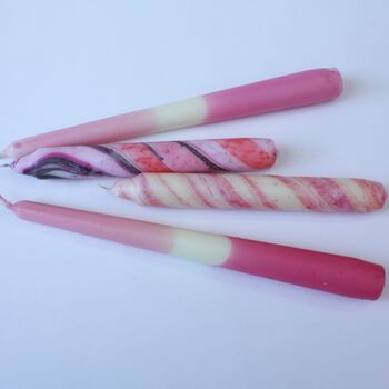 Handmade Marble Dyed Dinner Candles Pink Candyfloss, 10 of 11