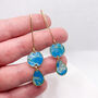 Turquoise Drop Dainty Earrings, Clay And Resin, thumbnail 2 of 10
