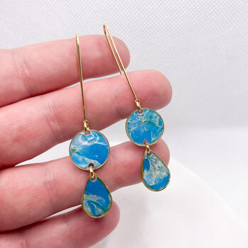 Turquoise Drop Dainty Earrings, Clay And Resin, 2 of 10