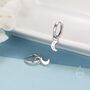 Crescent Moon Charm Huggie Hoop Earrings, thumbnail 3 of 12