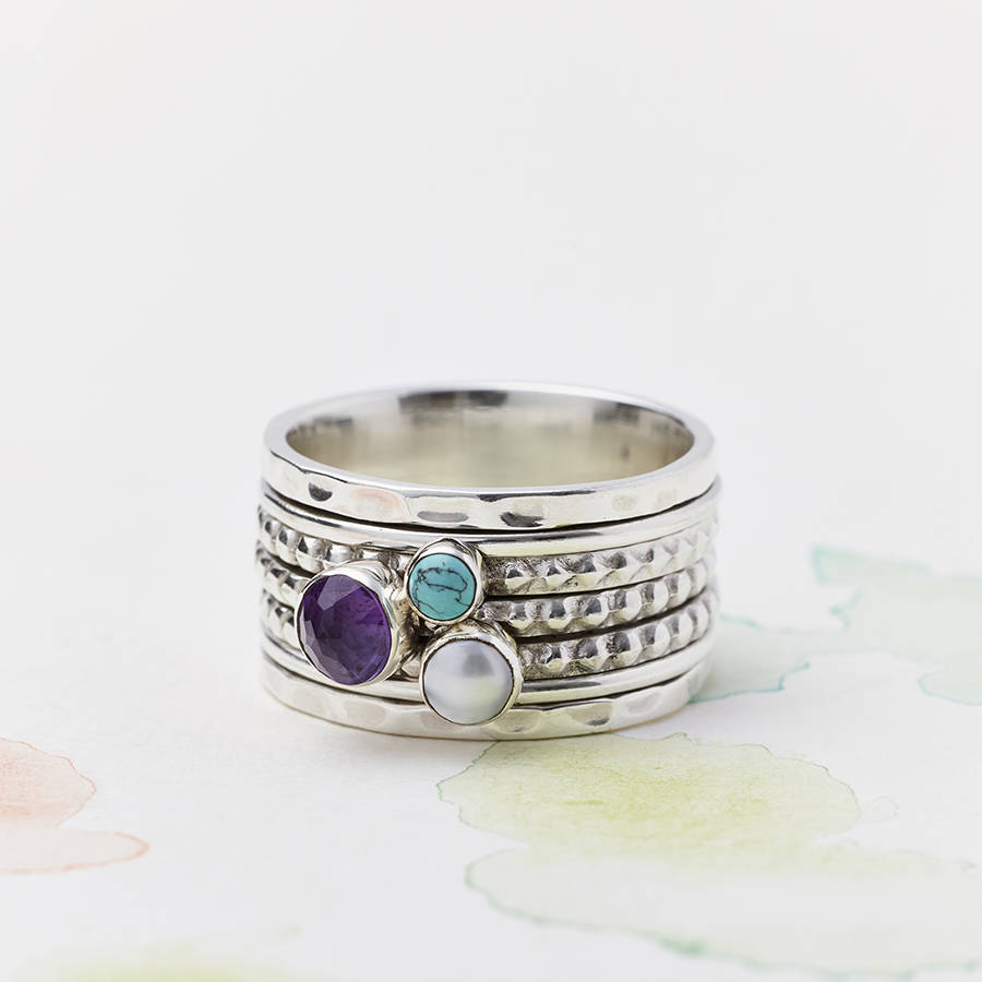 chunky gemstone silver spinning ring by charlotte's web ...