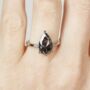 One Of A Kind Platinum Black Pear Shape Rose Cut Diamond Engagement, thumbnail 1 of 4