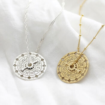 Sterling Silver Spinning Zodiac Necklace, 3 of 7