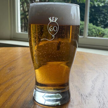Personalised 60th Birthday Gift Balloon Pint Glass, 4 of 10
