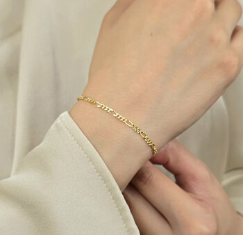 Gold Plated Everyday Figaro Chain Stacking Bracelet, 2 of 4