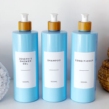 Refillable Blue Plastic Bottle With Minimalist Label, 2 of 8