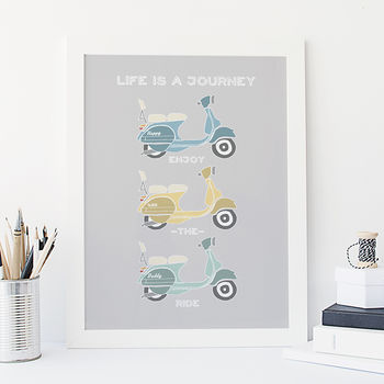 Personalised Retro Vespa Scooter Print, 2 of 12