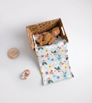 Wild Daisy Floral Cotton Muslin Swaddle Blanket, 2 of 2