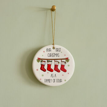 Personalised First Christmas As A Family Of Four Bauble, 3 of 8
