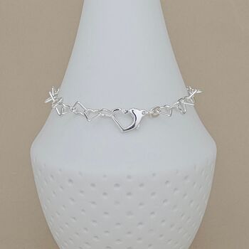 Sterling Silver Bridesmaid Heart Link Bracelet, 3 of 4