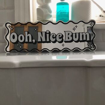 Wavy Edge Nice Bum Mirror Sign, 5 of 11