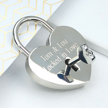 Personalised Rose Gold Plated Lovers Padlock, 6 of 11