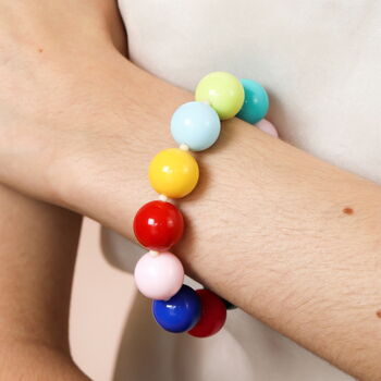 Rainbow Chunky Beaded Bracelet In Gold, 3 of 5