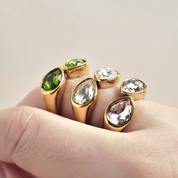 14ct Gold Plated Double Gemstone Ring, 8 of 9