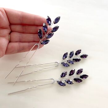 Purple Crystal Hair Pins, 2 of 4