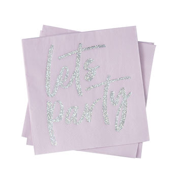 Pink Iridescent Foiled Lets Party Paper Napkins, 2 of 3