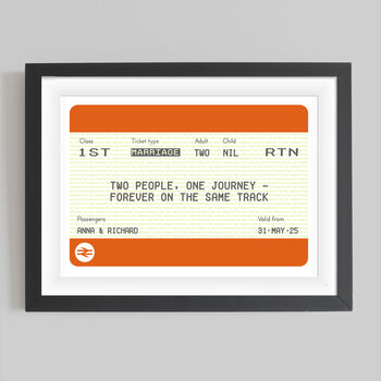Personalised Train Ticket Wedding Print, 2 of 3