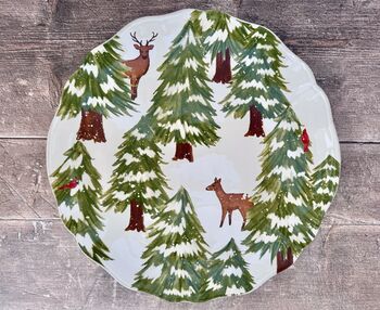 Christmas Tree With Deers Patterned Plate, 33cm, 3 of 4