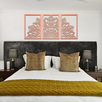 Wooden Mandala Wall Art Triptych For Modern Living Room Decor, 5 of 9