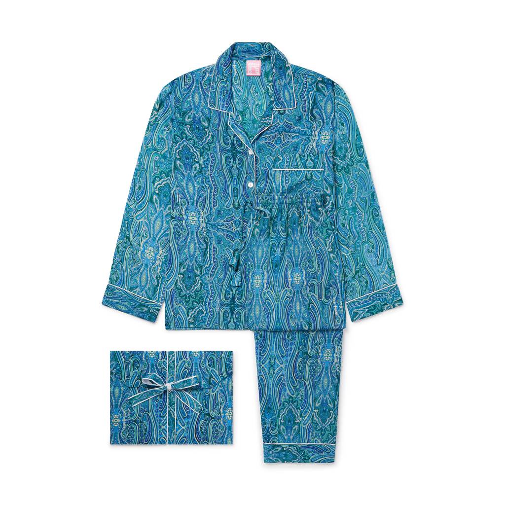 Handmade Silk Pyjamas Long Sleeve Blue, 1 of 12