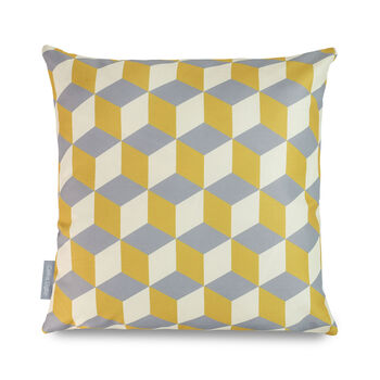 Cube Yellow Water Resistant Garden Outdoors Cushion, 2 of 7